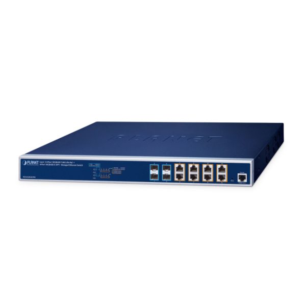 Transceptor óptico PLANET Layer 3 con 8 puertos 10GBASE-T, soporte PoE, SKU XGS-6320-8UP4X