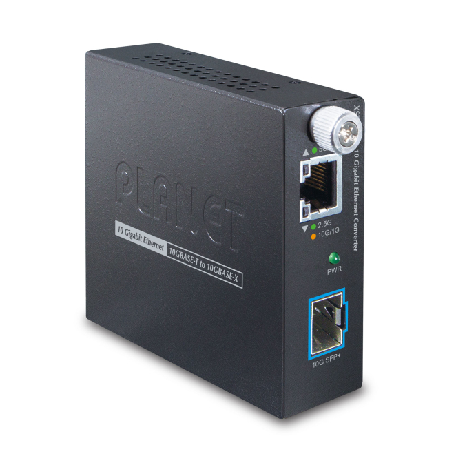 PLANET Convertidor de Medio Interno Negro con Velocidad de hasta 10G Convertidor de medio interno PLANET con soporte para velocidades de 10G, 5G, 2.5G, 1G y 100M, modelo XST-705A, color negro