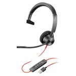 Auriculares Poly Blackwire 5220 con conexión USB-A, micrófono con cancelación de ruido y control de volumen, SKU 207576-201