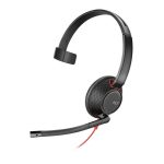 Auriculares Poly Blackwire 5210 alámbricos, diadema para llamadas y música, negro y rojo, USB tipo A. SKU 207577-01