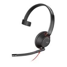 Auriculares Poly Blackwire 5210 alámbrico en color negro y rojo, diadema con conector USB Tipo C, SKU 207587-01