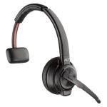 Vista de los auriculares Poly Savi 8210 UC con certificación Microsoft Teams, conectividad DECT 1880-1900 MHz y puerto USB-A. SKU: 8D3F1AA#ABB