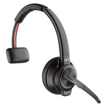 Vista de los auriculares Poly Savi 8210 UC con certificación Microsoft Teams, conectividad DECT 1880-1900 MHz y puerto USB-A. SKU: 8D3F1AA#ABB
