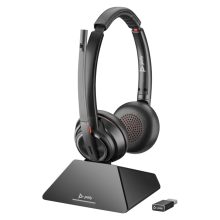 Auriculares Poly Savi 8220 UC certificados para Microsoft Teams con conectividad DECT 1880-1900 MHz y USB-A. SKU: 209214-02