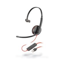 Auriculares alámbricos Poly Blackwire 3210 con diadema para llamadas y música, conexión USB tipo A, color negro. SKU: 209744-101
