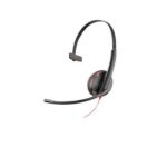 Auriculares alámbricos Poly Blackwire 3215 con diadema para oficina y centros de llamadas, color negro y rojo, conexión USB tipo A, SKU 209746-22