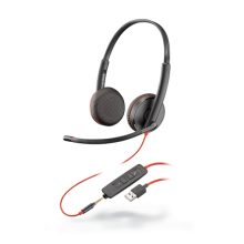 Auriculares Poly Blackwire 3225 con cable, diadema para llamadas y música, conexión USB tipo A, color negro. SKU 209747-101