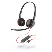 Auriculares diadema Poly Blackwire 3220 alámbricos, negros, con conectividad USB tipo C y micrófono. SKU: 209749-101