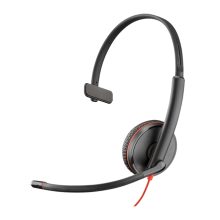 Auriculares alámbricos Poly Blackwire 3215 con conexión USB Tipo C, ideales para llamadas y música, en color negro. SKU: 209750-22