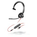 Auriculares alámbricos Poly 3315 con diadema, ideales para llamadas y música, conexión USB tipo A, color negro, SKU 213936-01