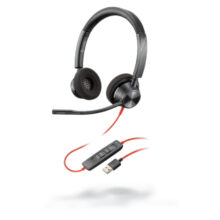 Auriculares Poly Blackwire 3320 alámbricos con diadema, color negro y rojo, USB tipo A, SKU 214012-01