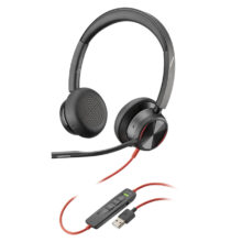 Auriculares alámbricos Poly Blackwire 8225 con diadema, ideales para oficinas y centros de llamadas, USB tipo A, color negro. SKU: 214408-01