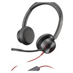 Auriculares alámbricos Poly Blackwire 8225 con diadema, ideales para oficinas y centros de llamadas, USB tipo A, color negro. SKU: 214408-01