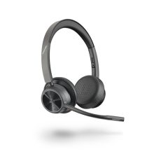 Auriculares inalámbricos Poly Voyager 4320 UC con USB tipo A y Bluetooth, en color negro. SKU: 218475-02