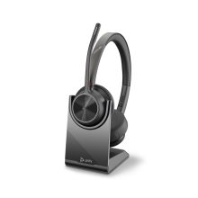 Auriculares Poly 218476-02 inalámbricos y alámbricos con diadema, USB tipo A, Bluetooth y base de carga, color negro.