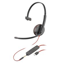 Poly Auriculares modelo Blackwire C3215 monaural, incluye estuche de transporte. SKU: 80S05A6