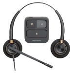 Auriculares binaurales Poly EncorePro 520 con desconexión rápida, modelo 783P7AA#ABB. Diseño ergonómico y micrófono con cancelación de ruido.