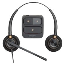 Auriculares binaurales Poly EncorePro 520 con desconexión rápida, modelo 783P7AA#ABB. Diseño ergonómico y micrófono con cancelación de ruido.