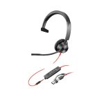 Poly Auriculares monoaurales Blackwire 3315 con certificación Microsoft Teams, conector USB-C, conector de 3,5 mm, y adaptador USB-C/A. SKU: 8X218AA