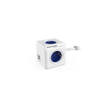 Power Cube base múltiple para interiores en color azul, cuenta con 4 salidas AC y un cable de 1,5 metros SKU: 1402BL/DEEUPC