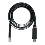 Cable USB de 1,8 metros de QNAP con conector RJ-45 y conector USB A en color negro. SKU: CAB-CONSOLE-URJ45-1M8