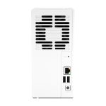 Unidad de almacenamiento NAS QNAP TS-233 en color blanco, con procesador Cortex-A55, memoria de 2 GB y 16 TB de capacidad. SKU: K/TS-233+2XMN10ADA800S