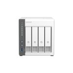 QNAP TS-433 NAS tipo torre con procesador Cortex-A55, 4 GB de RAM, 32 TB de almacenamiento y Turbo System en color blanco, SKU K/TS-433-4G+4XMN10ADA800S