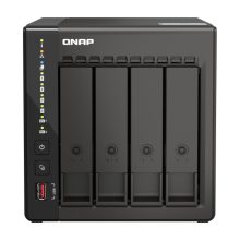 QNAP TS-453E NAS en formato torre con procesador Intel Celeron J6412, 8GB de RAM, 32TB de capacidad, SKU: K/TS-453E-8G+4XMN10ADA800S, color negro
