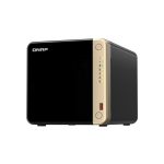 QNAP TS-464 NAS torre con Intel Celeron N5095, 8 GB DDR4, y 24 TB HDD en negro y oro. SKU K/TS-464-8G+4XMN10ADA600S