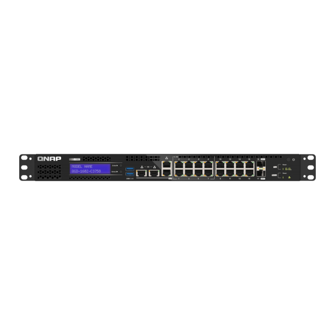 QNAP Switch Gestionado L2 2.5G Ethernet 1602-C3758-16G Negro y Gris QNAP QGD-1602-C3758-16G switch gestionado L2 2.5G Ethernet en colores negro y gris, SKU QGD-1602-C3758-16G