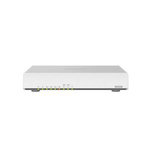 Router inalámbrico QNAP QHora-301W con 10 Gigabit Ethernet, doble banda de 2,4 GHz y 5 GHz en color blanco, SKU QHora-301W
