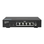 Switch No Administrado QNAP QSW-1105-5T con 5 puertos Gigabit Ethernet en color negro. SKU: QSW-1105-5T