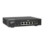 Switch No Administrado QNAP QSW-1105-5T con 5 puertos Gigabit Ethernet en color negro. SKU: QSW-1105-5T