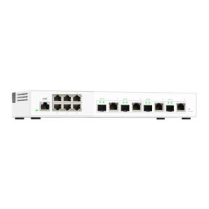 QNAP QSW-M2106-4C switch gestionado L2 en color blanco con puertos de velocidad 100/1000/2500 Mbps, SKU QSW-M2106-4C para redes cableadas
