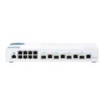Switch gestionado L2 QNAP QSW-M408-4C en color blanco con 8 puertos Gigabit Ethernet y 4 puertos combo SFP. SKU: QSW-M408-4C
