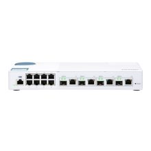 Switch gestionado L2 QNAP QSW-M408-4C en color blanco con 8 puertos Gigabit Ethernet y 4 puertos combo SFP. SKU: QSW-M408-4C