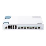 Switch gestionado L2 QNAP QSW-M408-4C en color blanco con 8 puertos Gigabit Ethernet y 4 puertos combo SFP. SKU: QSW-M408-4C