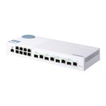 Switch gestionado L2 QNAP QSW-M408-4C en color blanco con 8 puertos Gigabit Ethernet y 4 puertos combo SFP. SKU: QSW-M408-4C