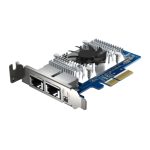 Imagen de la tarjeta de red QNAP QXG-10G2T-X710, un adaptador interno Ethernet con velocidad de 1000 Mbit/s y doble puerto