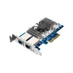 Imagen del adaptador y tarjeta de red interno QNAP QXG-10G2T con velocidad de 10000 Mbit/s y doble puerto Ethernet. SKU QXG-10G2T.