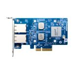 Imagen del adaptador y tarjeta de red interno QNAP QXG-10G2T con velocidad de 10000 Mbit/s y doble puerto Ethernet. SKU QXG-10G2T.