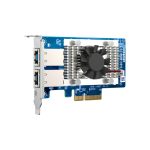 Imagen del adaptador y tarjeta de red interno QNAP QXG-10G2T con velocidad de 10000 Mbit/s y doble puerto Ethernet. SKU QXG-10G2T.