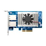 Imagen del adaptador y tarjeta de red interno QNAP QXG-10G2T con velocidad de 10000 Mbit/s y doble puerto Ethernet. SKU QXG-10G2T.