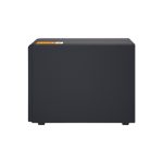 Caja para disco duro externo QNAP TL-D400S en color negro y gris; compatible con discos duros y SSD de 2.5 y 3.5 pulgadas. SKU: TL-D400S