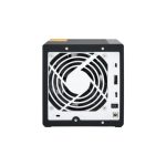 Caja para disco duro externo QNAP TL-D400S en color negro y gris; compatible con discos duros y SSD de 2.5 y 3.5 pulgadas. SKU: TL-D400S