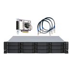 QNAP TL-R1200S-RP caja externa para discos duros y SSDs, colores negro y gris, compatible con discos de 2.5 y 3.5 pulgadas. SKU TL-R1200S-RP