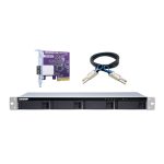 QNAP TL-R400S caja para disco duro externo, compatible con discos SSD y HDD de 2.5 y 3.5 pulgadas, color negro y gris, SKU TL-R400S