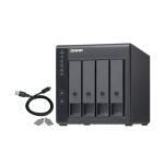Imagen de la QNAP caja para disco duro externo TR-004, con carcasa negra para discos duros o SSD de 2.5 y 3.5 pulgadas, SKU TR-004