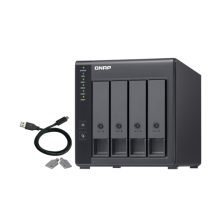 Imagen de la QNAP caja para disco duro externo TR-004, con carcasa negra para discos duros o SSD de 2.5 y 3.5 pulgadas, SKU TR-004