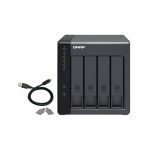 Imagen de la QNAP caja para disco duro externo TR-004, con carcasa negra para discos duros o SSD de 2.5 y 3.5 pulgadas, SKU TR-004